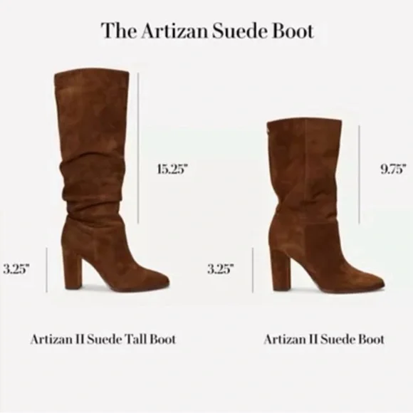 Lauren Ralph Lauren brown suede boots woman 9 Artizan II high heals cognac - Picture 4 of 5